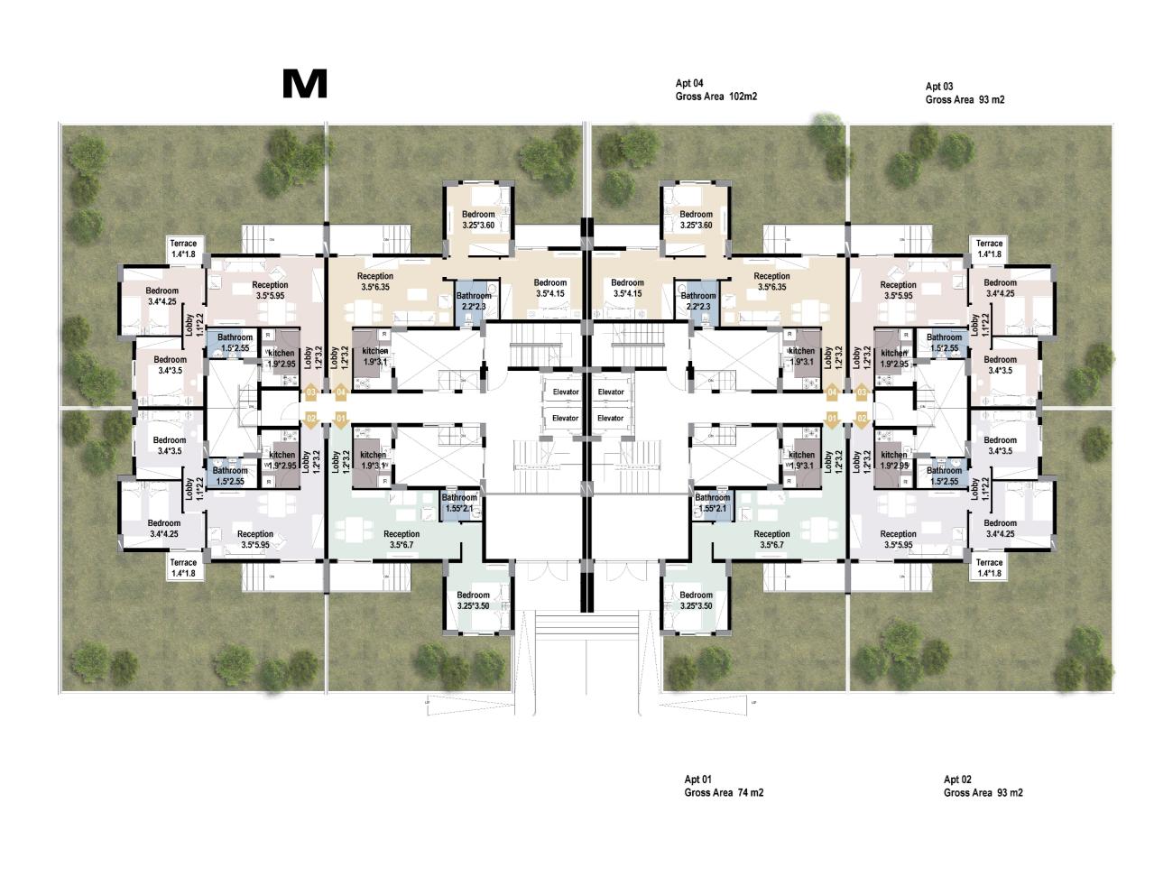 Type A · Ground floor · Buildings 21, 22